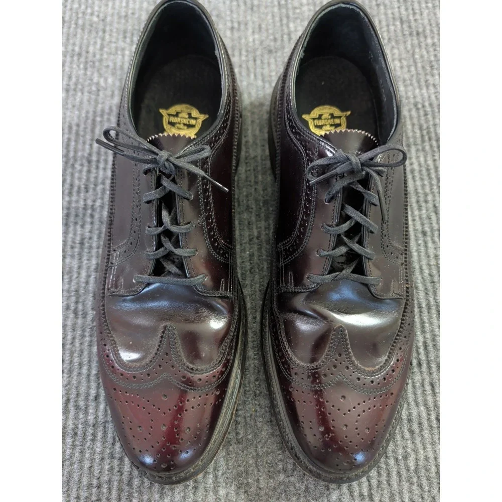 Florsheim Imperial Kenmoor Longwing Wingtip Oxford Shoes Men 12 Burgundy Leather